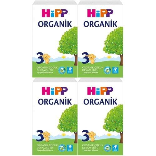 Hipp Organik Devam Sütü 600GR No:3 (1 Yaş ve Üzeri) (4 Lü Set)