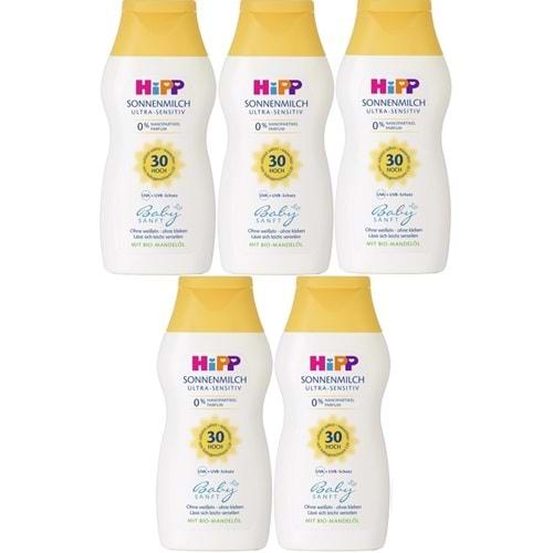 Hipp Babysanft Bebek Güneş Sütü 200Ml (30 Faktör) (5 Li Set)