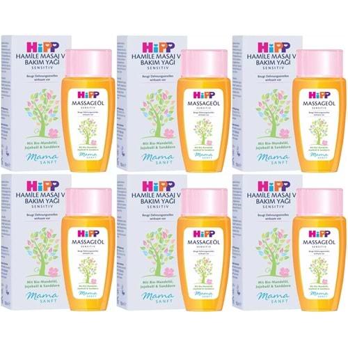 Hipp Mamasanft Hamile Masaj ve Bakım Yağı Sensıtıv 100ML (6 Lı Set)