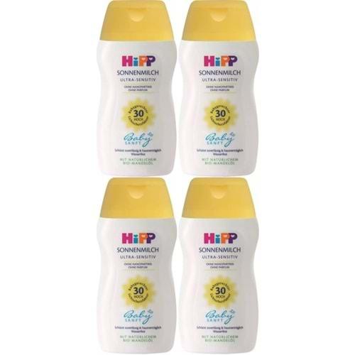Hipp Babysanft Güneş Kremi -Yüz için Sonnen Gesıchtscreme 30 Faktör Ultra Sensıtıv 50ML (4 Lü Set)