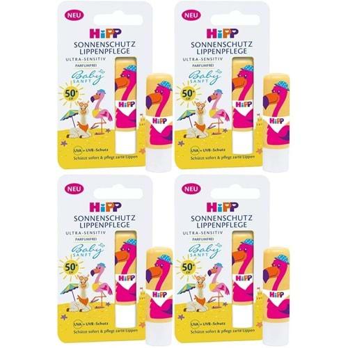 Hipp Babysanft Güneş Koruyucu Dudak Nemlendiricisi Ultra Sensıtıv 4.8GR (Sarı-Pembe) (4 Lü Set)