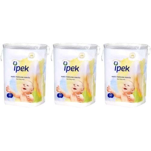İpek Bebek Temizleme Pamuğu 180 Adet (3Pk*60)