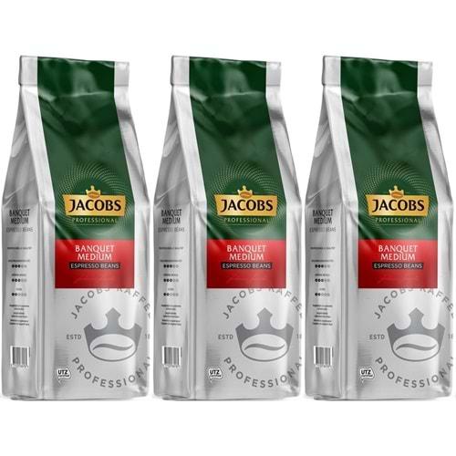 Jacobs Banquet Medium Çekirdek Kahve 1KG (Espresso Beans) (3 Lü Set)