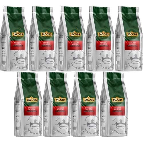 Jacobs Banquet Medium Çekirdek Kahve 1KG (Espresso Beans) (9 Lu Set)