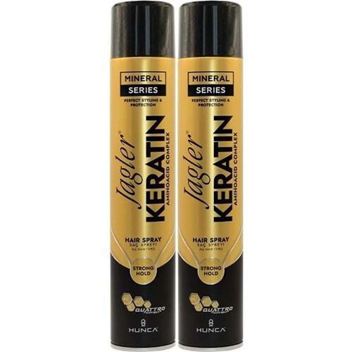 Jagler Saç Spreyi 400ML Keratinli Keratin Strong Hold - Minarelli - Ekstra Sert (2 Li Set)