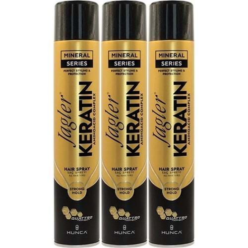 Jagler Saç Spreyi 400ML Keratinli Keratin Strong Hold - Minarelli - Ekstra Sert (3 Lü Set)
