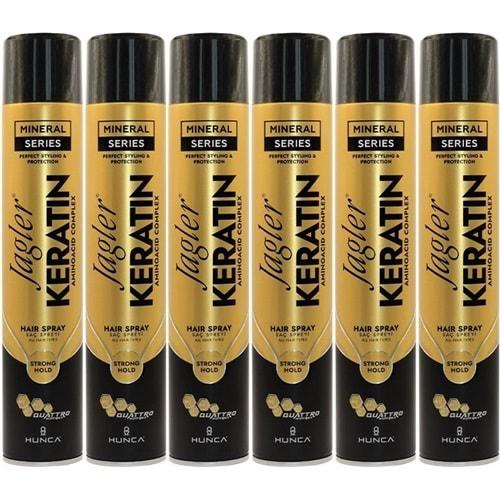 Jagler Saç Spreyi 400ML Keratinli Keratin Strong Hold - Minarelli - Ekstra Sert (6 Lı Set)
