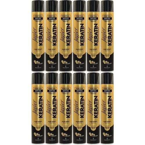 Jagler Saç Spreyi 400ML Keratinli Keratin Strong Hold - Minarelli - Ekstra Sert (12 Li Set)