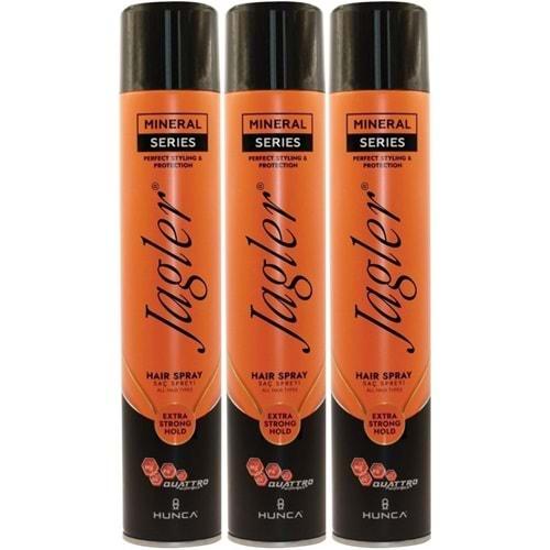 Jagler Saç Spreyi 400ML Extra Strong Hold - Ekstra Güçlü Tutuş (Turuncu) (3 Lü Set)