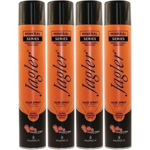 Jagler Saç Spreyi 400ML Extra Strong Hold - Ekstra Güçlü Tutuş (Turuncu) (4 Lü Set)