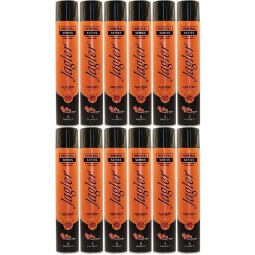 Jagler Saç Spreyi 400ML Extra Strong Hold - Ekstra Güçlü Tutuş (Turuncu) (12 Li Set)