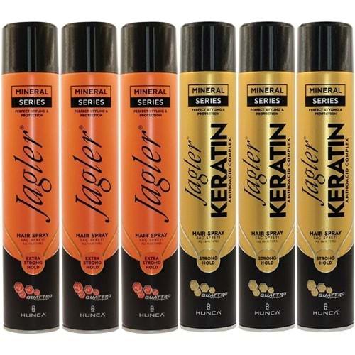 Jagler Saç Spreyi 400ML Extra Strong Hold Ekstra Güçlü Tutuş & Minarelli Ekstra Sert (Karma 6Lı Set)