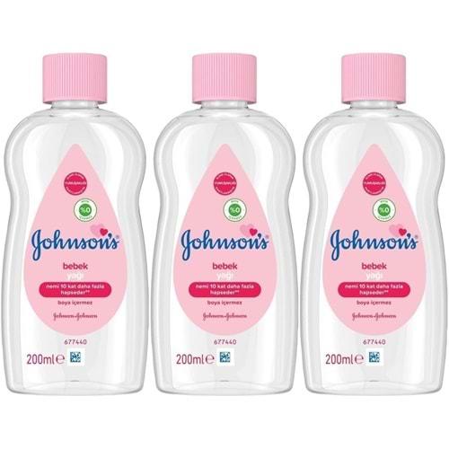 Johnsons Baby Bebek Yağı 200ML Nemlendirici (Pembe) (3 Lü Set)