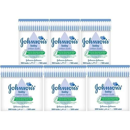 Johnsons Baby Kulak Temizleme Çubuğu 100 Adet + 200 Adet Toplam 900 Adet (Karma Set)