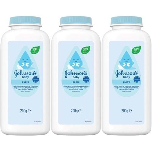 Johnsons Baby Bebek Pudrası 200GR Klasik (%99 Doğal) (3 Lü Set)