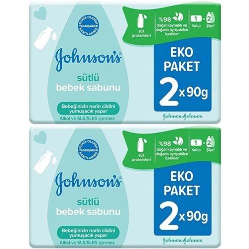 Johnsons Baby Bebek Sabunu 90GR Sütlü 4 Lü Set (2PK*2)