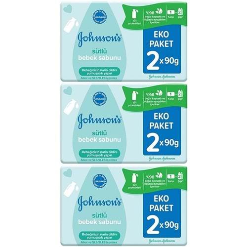 Johnsons Baby Bebek Sabunu 90GR Sütlü 6 Lı Set (3PK*2)