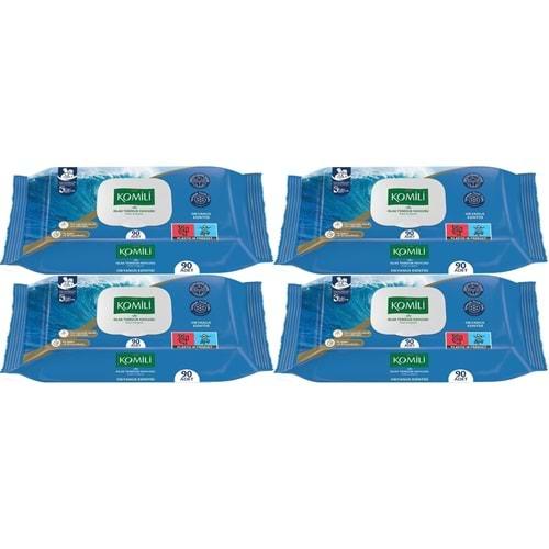 Komili Islak Havlu Mendil 90 Yaprak Okyanus Esintisi (4 Lü Set) Pratik Kapaklı (360 Yaprak)