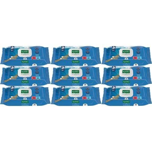 Komili Islak Havlu Mendil 90 Yaprak Okyanus Esintisi (9 Lu Set) Pratik Kapaklı (810 Yaprak)