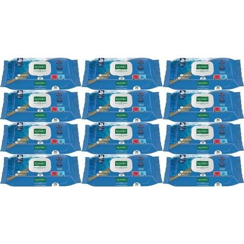 Komili Islak Havlu Mendil 90 Yaprak Okyanus Esintisi (12 Li Set) Pratik Kapaklı (1080 Yaprak)