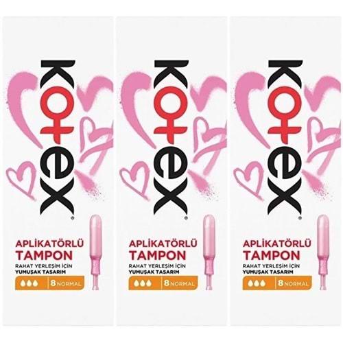 Kotex Aplikatörlü Tampon Normal 24 Lü Set (3PK*8)