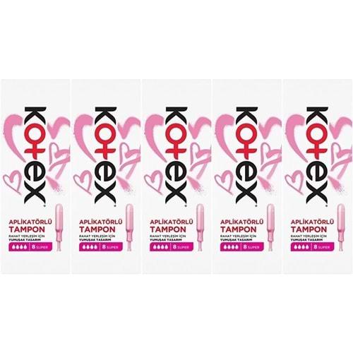 Kotex Aplikatörlü Tampon Süper 40 Lı Set (5PK*8)