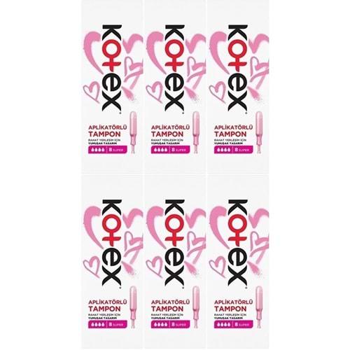 Kotex Aplikatörlü Tampon Süper 48 Li Set (6PK*8)