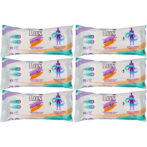 Lüx Hasta Vücut Temizleme Islak Mendil Havlu 50 Yaprak XL (6 Lı Set)