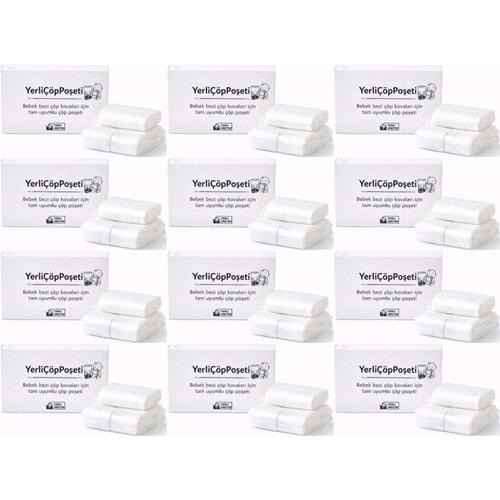 Mandaş Tommee Tippee Twist & Click Çöp Poşeti Tam Uyumlu Yerli (3 Lü Yedek Set) KOVASIZ (12 Li Set)