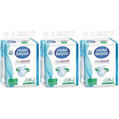 Mavi Beyaz Ped Emici Külot Hasta Bezi Medium Orta 90 Adet