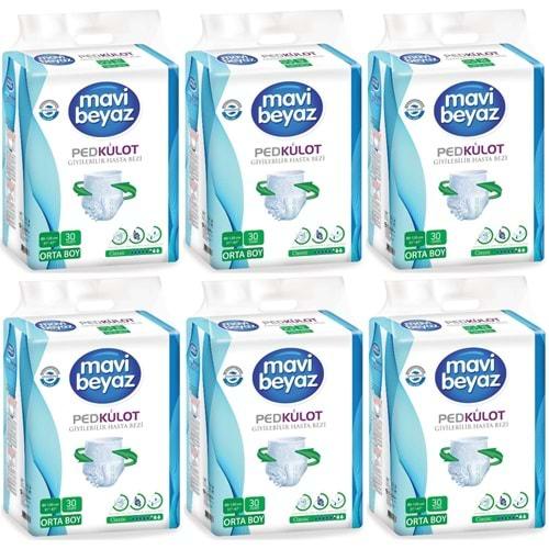 Mavi Beyaz Ped Emici Külot Hasta Bezi Medium Orta 180 Adet