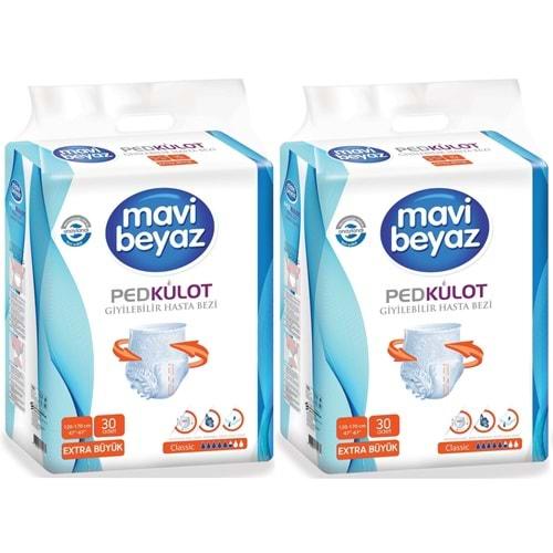 Mavi Beyaz Ped Emici Külot Hasta Bezi XL Ekstra Büyük 60 Adet