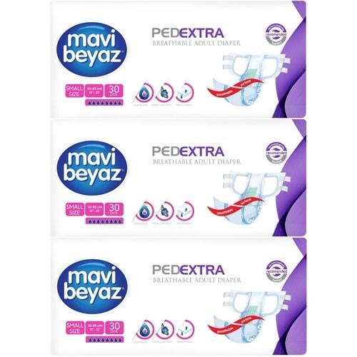 Mavi Beyaz Ped Ekstra Tekstil Yüzeyli Yetişkin Bel Bantlı Hasta Bezi Small Küçük 90 Adet