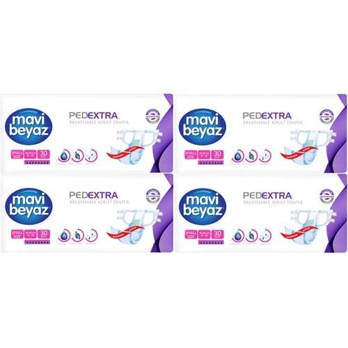 Mavi Beyaz Ped Ekstra Tekstil Yüzeyli Yetişkin Bel Bantlı Hasta Bezi Small Küçük 120 Adet