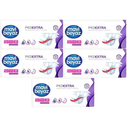 Mavi Beyaz Ped Ekstra Tekstil Yüzeyli Yetişkin Bel Bantlı Hasta Bezi Small Küçük 150 Adet