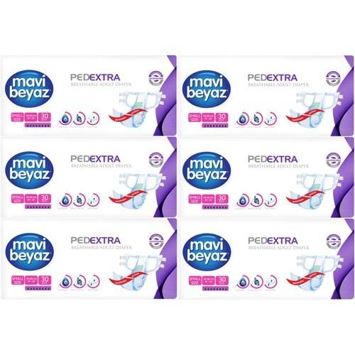 Mavi Beyaz Ped Ekstra Tekstil Yüzeyli Yetişkin Bel Bantlı Hasta Bezi Small Küçük 180 Adet