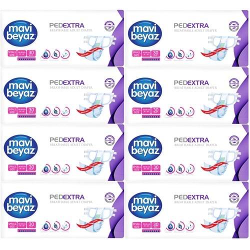 Mavi Beyaz Ped Ekstra Tekstil Yüzeyli Yetişkin Bel Bantlı Hasta Bezi Small Küçük 240 Adet