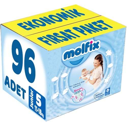 Molfix Bebek Bezi Beden:5 (11-18Kg) Junior 96 Adet Ekonomik Fırsat Pk