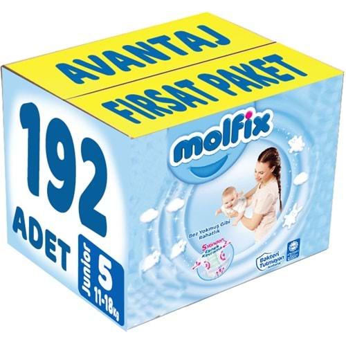Molfix Bebek Bezi Beden:5 (11-18Kg) Junior 192 Adet Avantaj Fırsat Pk