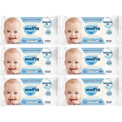 Molfix Islak Havlu Mendil İzotonik Hassas Ciltler 6 Lı Set 60 Yaprak Plastik Kapaklı
