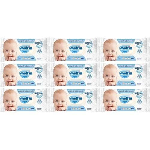 Molfix Islak Havlu Mendil İzotonik Hassas Ciltler 9 Lu Set 60 Yaprak Plastik Kapaklı