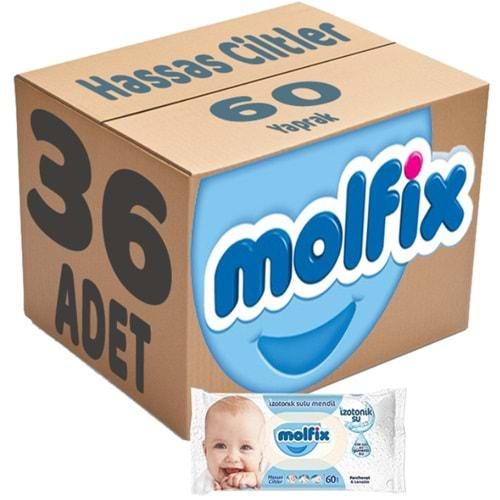 Molfix Islak Havlu Mendil İzotonik Hassas Ciltler 36 Lı Set 60 Yaprak Plastik Kapaklı