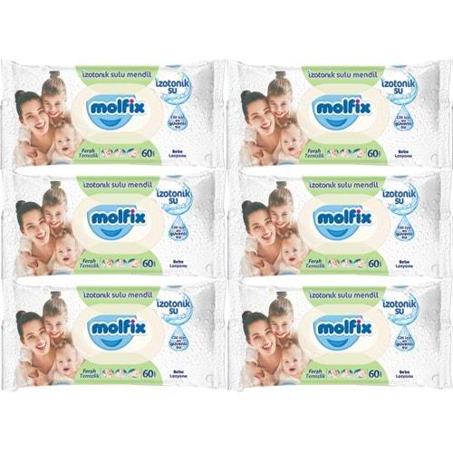 Molfix Islak Havlu Mendil İzotonik Ferah Temizlik 6 Lı set 60 Yaprak Plastik Kapaklı