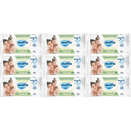 Molfix Islak Havlu Mendil İzotonik Ferah Temizlik 9 Lu set 60 Yaprak Plastik Kapaklı