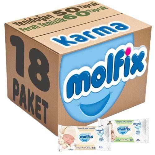 Molfix Islak Havlu Mendil İzotonik Karma 18 Li Set (Yeni Doğan-Ferah Temizlik)