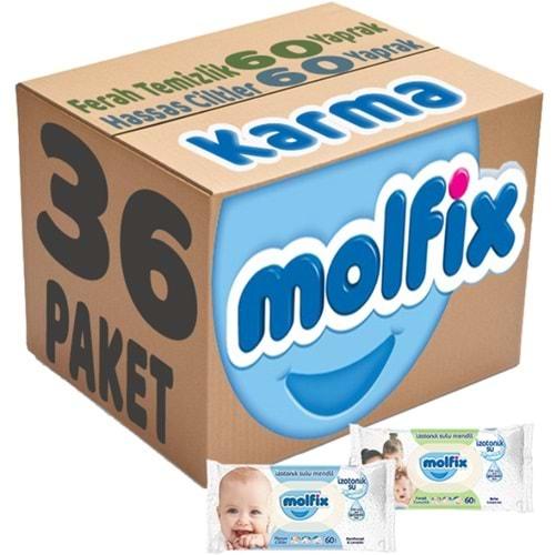 Molfix Islak Havlu Mendil İzotonik Karma 36 Lı Set (Ferah Temizlik-Hassas Cilt)