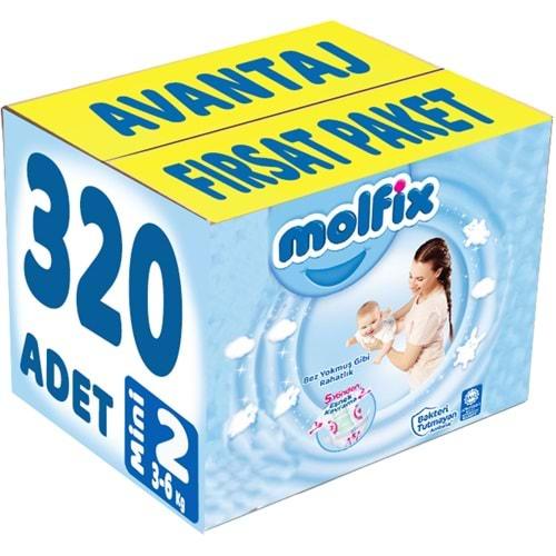 Molfix Bebek Bezi Beden:2 (3-6Kg) Mini 320 Adet Avantaj Fırsat Pk