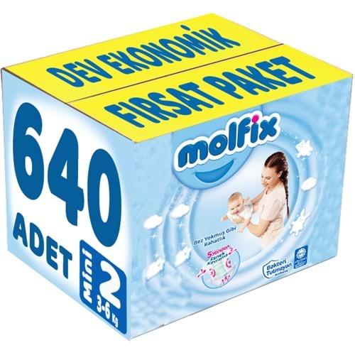 Molfix Bebek Bezi Beden:2 (3-6Kg) Mini 640 Adet Dev Ekonomik Fırsat Pk
