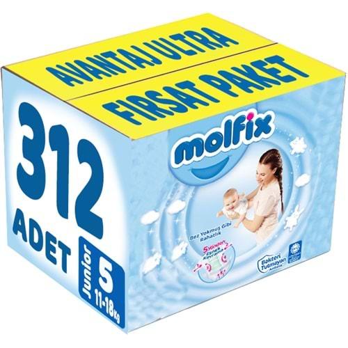 Molfix Bebek Bezi Beden:5 (11-18Kg) Junior 312 Adet Avantaj Ultra Fırsat Pk