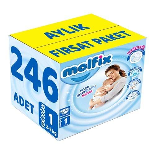 Molfix Bebek Bezi Beden:1 (2-5Kg) Yeni Doğan 246 Adet Aylık Fırsat Pk